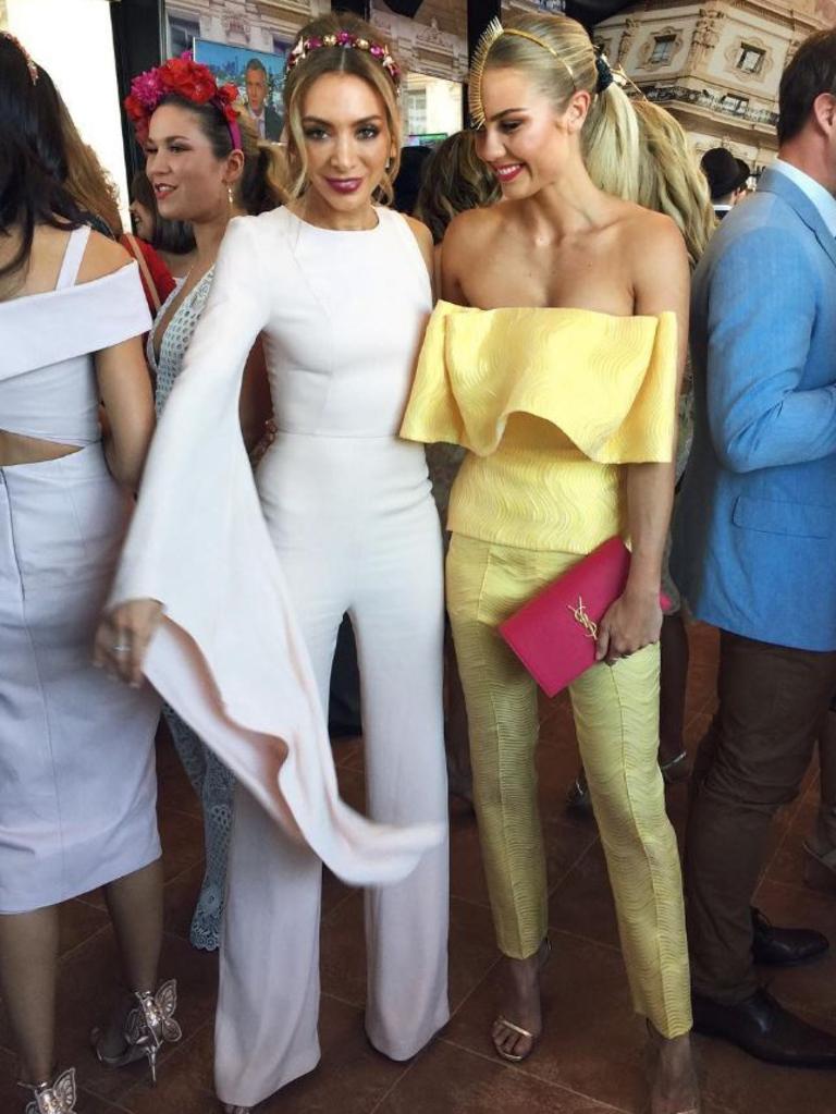 Oaks Day 2016 via social media ... Nadia Bartel and Elyse Knowles. Picture: Instagram