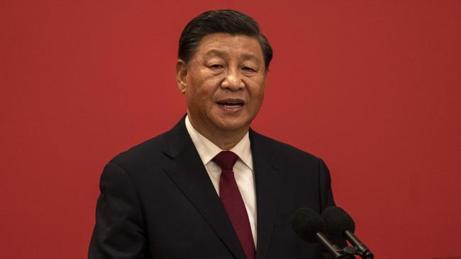 Xi Jinping speaks at a press event this month.