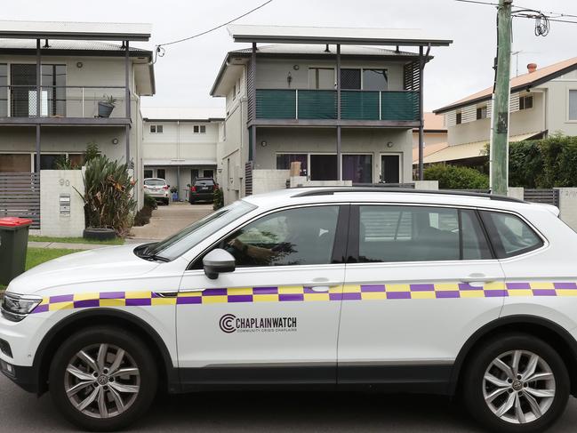 Community Crisis Chaplain in Adelaide Street, Carina, where a shooting took place. Picture: Liam Kidston.