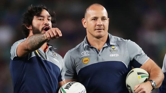 Injured Cowboys players Johnathan Thurston and Matt Scott.