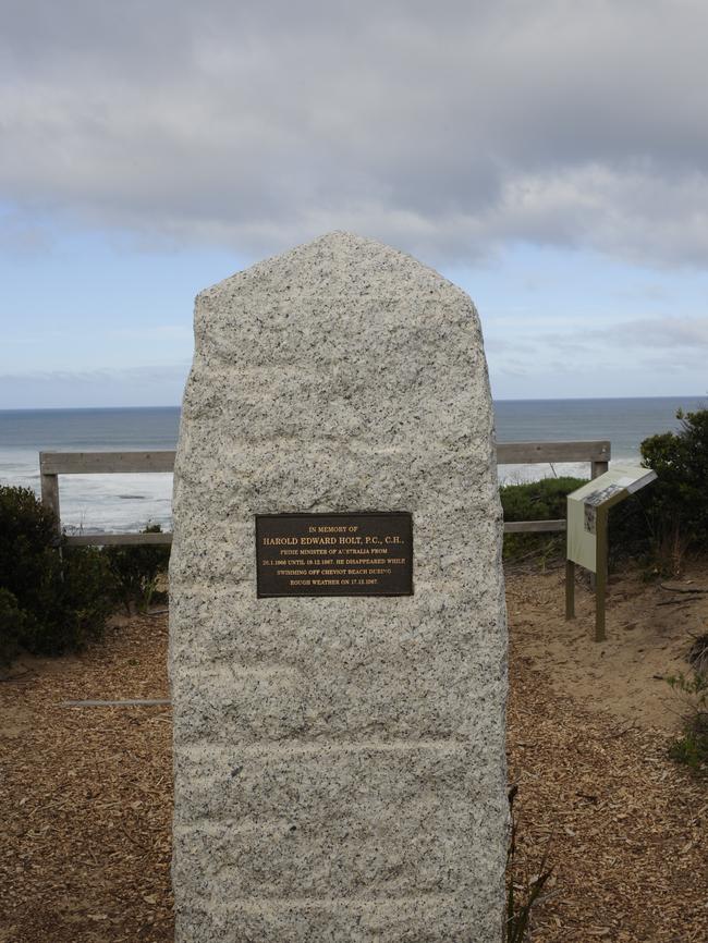 The Harold Holt memorial at Cheviot beach at Point Nepean