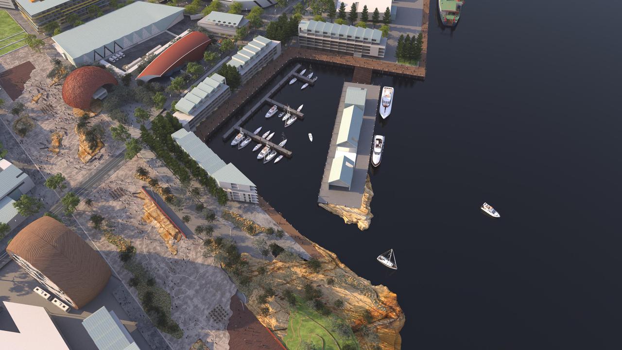 Artist’s rendering of Mona’s Macquarie Point 2050 Vision. Image:Fender Katsalidis Architects with rush\wright associates and SCENERY.