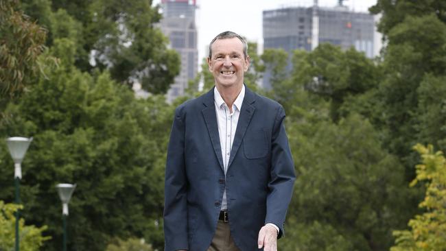 Neale walks along Daniher Way, which a section of a walk from Birrarung Marr to MCG that was named in his honour. Picture: David Caird