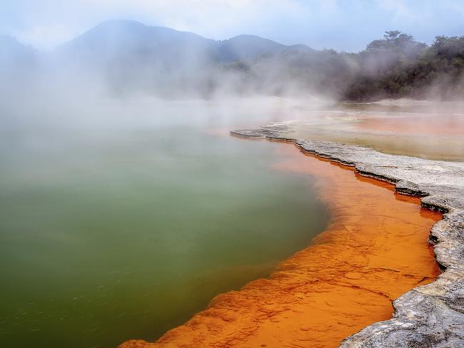 Colourful Champagne Lake at Waiotapu.