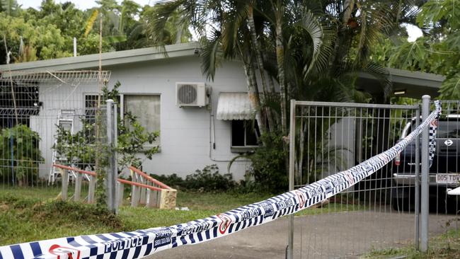 The crime scene at Woomala St, Woree where Crystal Ratcliffe, 38, was fatally stabbed 41 times by her partner Ricky James Cowan, in 2016.