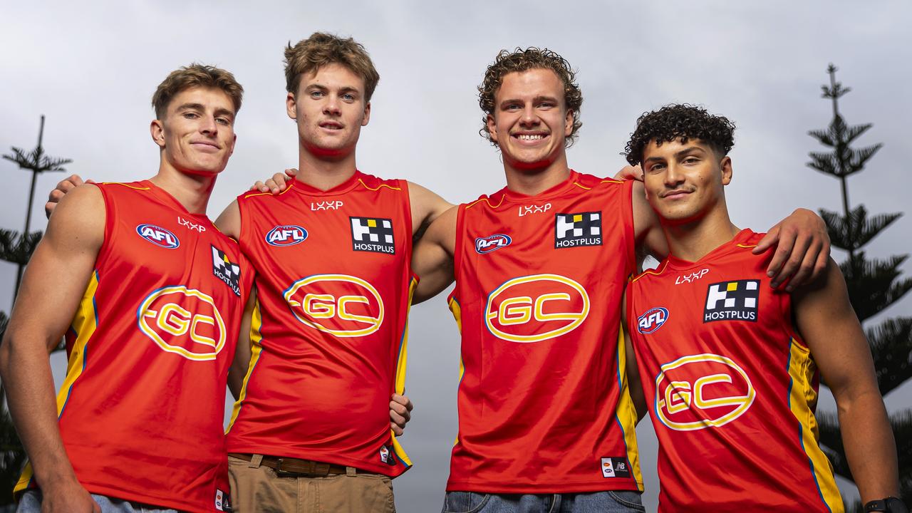 (L-R): Suns draftees Will Graham, Ethan Read, Jed Walter and Jake Rogers. Picture: Getty Images