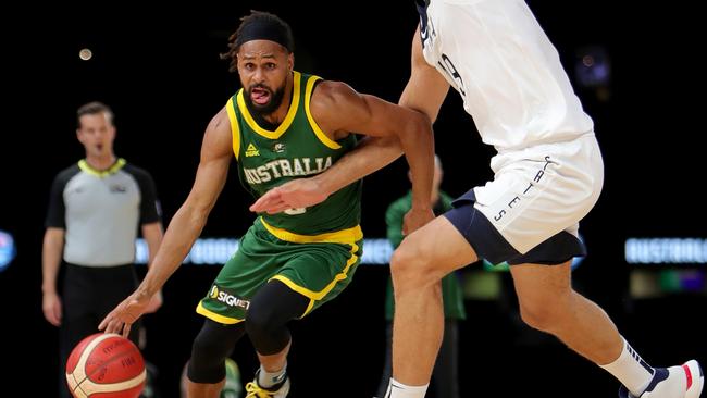 Patty Mills scored 19 points for the Boomers. Picture: Stuart McEvoy/The Australian