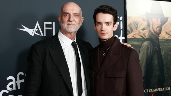 Andy McPhee and son Kodi Smit-McPhee attend the official screening of Netflix's The Power Of The Dog during 2021 AFI Fest at TCL Chinese Theatre in Hollywood last month. Picture: Matt Winkelmeyer/Getty Images