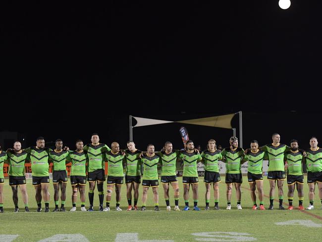 Palmerston Raiders line up for the NRLNT Grand Final 2022. Picture: (A)manda Parkinson