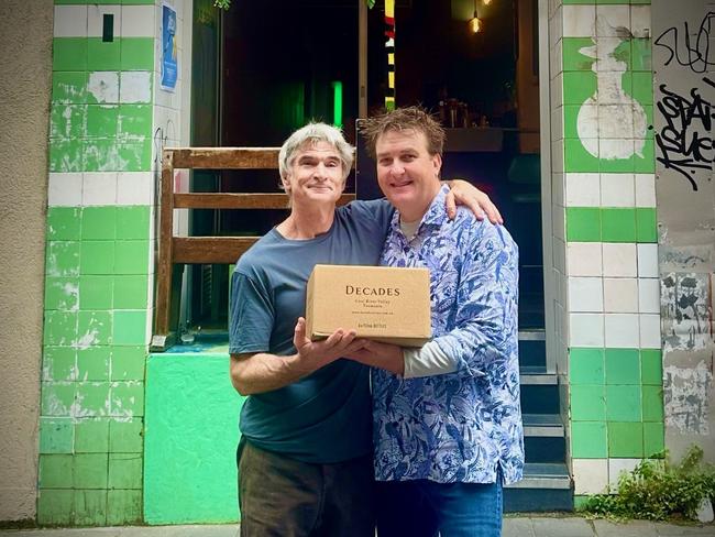 EMBARGO FOR TWAM, 30 NOVEMBER 2024. FEE MAY APPLY. Decades Wines. L-R Steve Flamsteed and Brad Rogers. Photo: Supplied by Decades Wines