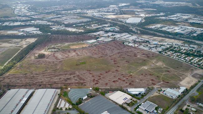 The land holding spanning 64.2ha at Stapylton-Jacobs Well Rd, Yatala, purchased by Seymour Group and earmarked for an industrial subdivision.