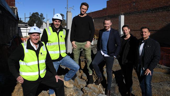 Tony and Bryce Iseppi, Kayne Pettifer, Sam Blease, Gabe Jakobson and Joe Cossari at the Club Dakota site in Ringwood. Picture: Penny Stephens.