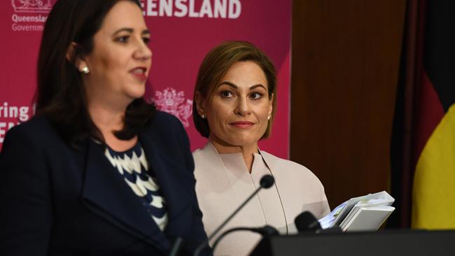 Queensland Premier Annastacia Palaszczuk (left) and Treasurer Jackie Trad (AAP Image/Dan Peled)