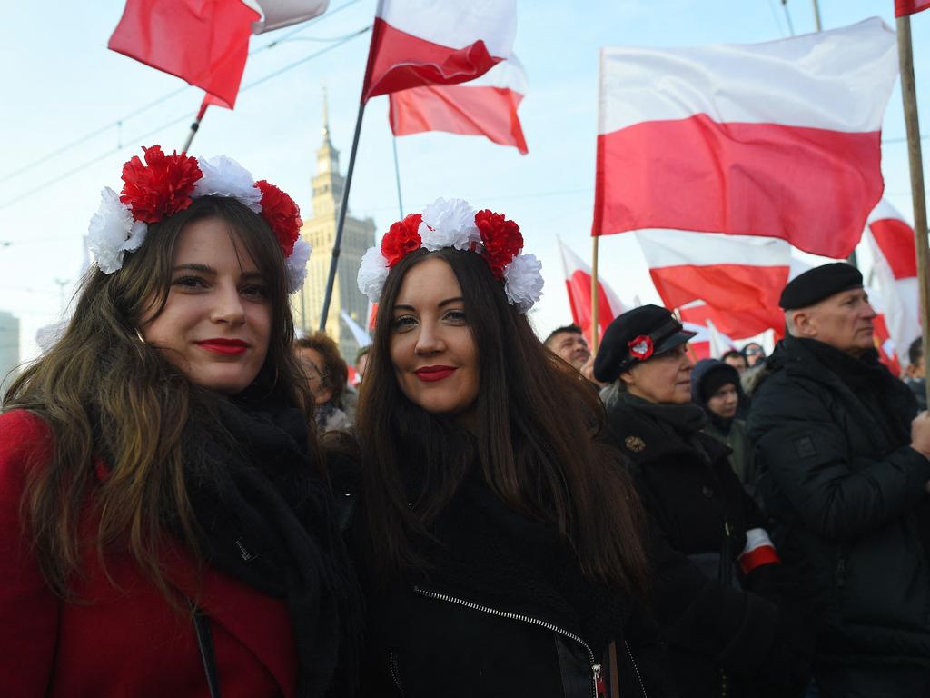 Polish nationalists called for stronger borders during Thursday’s march. Picture: Adam Chelstowski/AFP