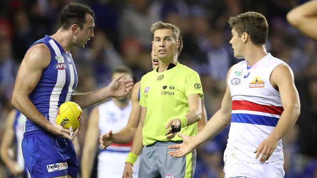 Tood Goldstein unhappy with a controversial free kick.