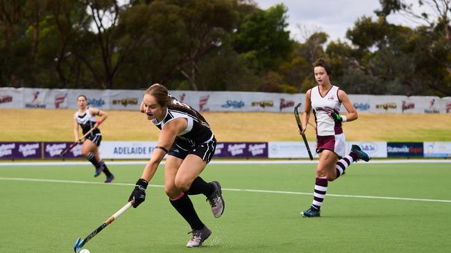 Adelaide University’s Hayley Kennedy in action against Grange in their Premier League women’s match on Sunday. Picture: Matt Loxton.