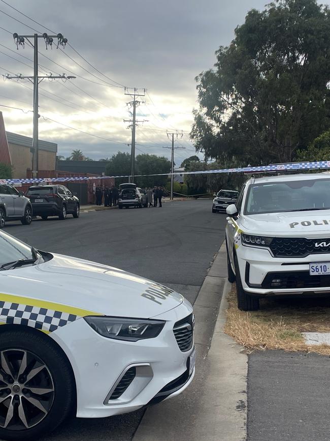 Police at the scene at Barrpowell Street in Welland where William Holdback was found dead last week. Picture: SA Police