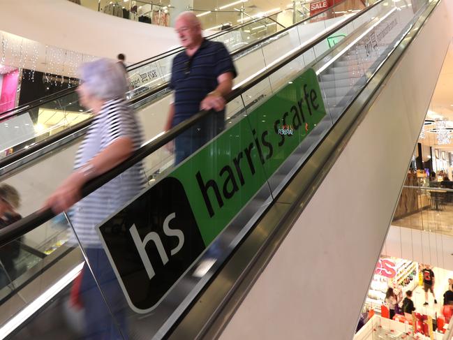 Harris Scarfe signage is seen in Rundle Mall, Adelaide, Wednesday, December 11, 2019. Historic department store chain Harris Scarfe has gone into receivership. (AAP Image/Kelly Barnes) NO ARCHIVING