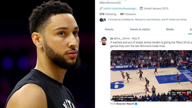 Ben Simmons' like history on Twitter.