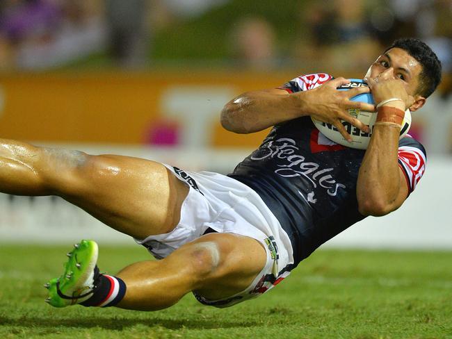 Roosters' Roger Tuivasa-Sheck in Round 1 action against the North Queensland Cowboys at Townsville. Picture: Wesley Monts