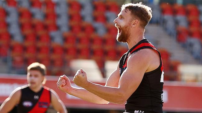 Jake Stringer was instrumental in Essendon’s win. Picture: Michael Klein