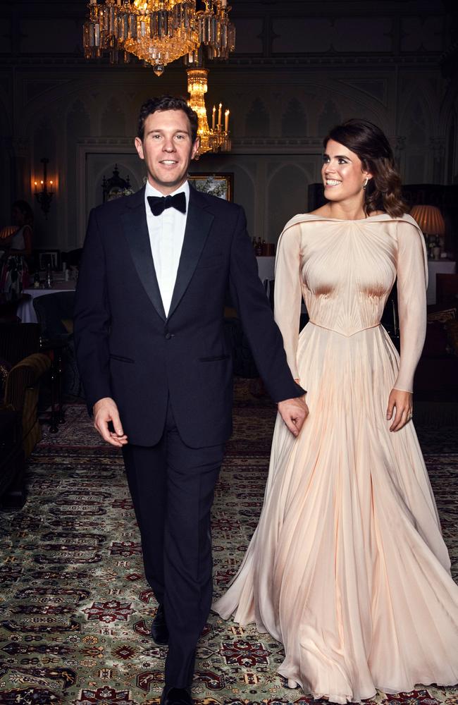 The couple changed for the reception. Picture: Alex Bramall/Buckingham Palace/AFP