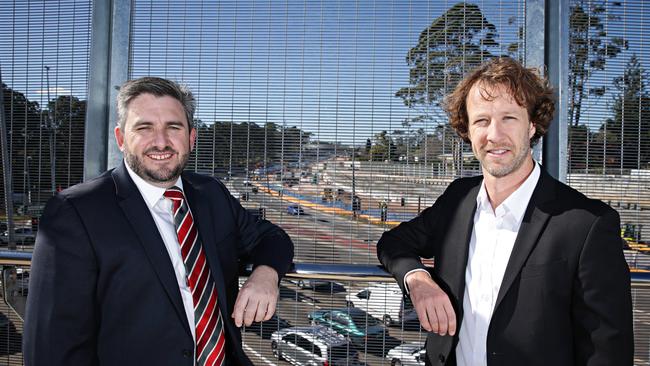 Brendan Nelson and Malcolm McDonald from the Planning Department at the Frenchs Forest walkway. Picture: Adam Yip.