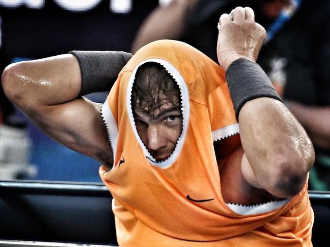 Rafael Nadal vs Stefanos Tsitsipas in the men’s semi. Picture: Michael Klein