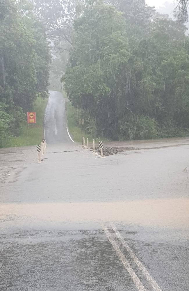 A flooded Yabba Creek Road in December 2024. Bureau of Meteorology records have revealed 257.2mm of rain fell across the region in November, and 461.4mm by Tuesday, December 16. Picture: Valda Nicoll, Facebook.