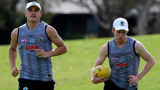 Port Adelaide draftees Sam Powell-Pepper and Willem Drew. Picture: Simon Cross