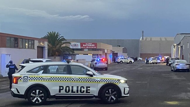 Police at the scene of the shooting at Royal Park on Tuesday night. Picture: Todd Lewis