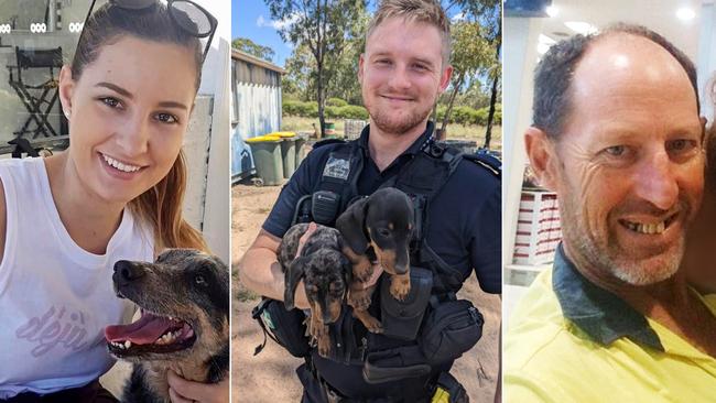 The victims of the Wieambilla shooting: (L-R) Constable Rachel McCrow, 29, Constable Matthew Arnold, 26, and good Samaritan Alan Dare, 58.