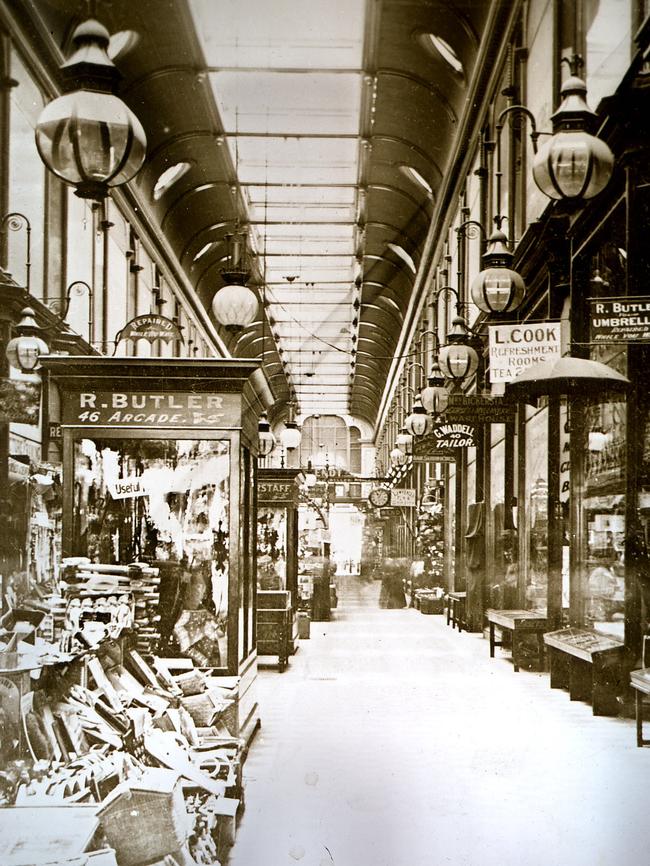 The interior of Adelaide Arcade in 1900.