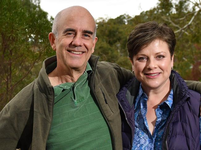 Ian and Rebecca Peters pose for a photograph at home in Mt Osmond, Adelaide on Tuesday 7th of May 2019. Ian and Rebecca are investors quoted in our pre-election MoneysaverHQ cover story.   (AAP/ Keryn Stevens)