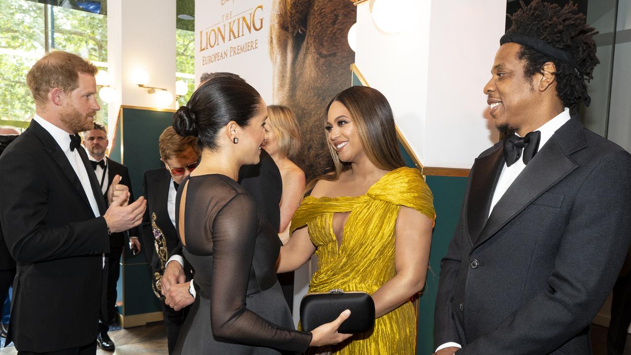 Harry and Meghan with Beyonce Knowles-Carter Jay-Z when they were still working royals in 2018. Picture: Niklas Halle'n-WPA Pool/Getty Images.