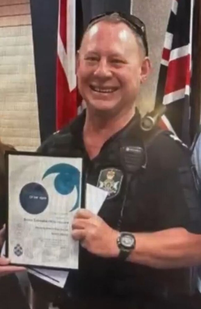 Senior Constable Chris Leonard was seriously injured in the crash south of Ipswich. Picture: 9 News