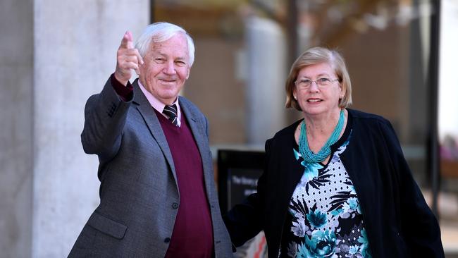 Former Kimberley College principal Paul Thomson and his wife Jennifer leave the Supreme Court in Brisbane. Picture: Dan Peled