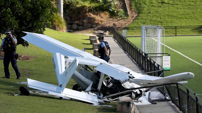 Emergency crews on the scene after the plane crash. Picture: Damian Shaw