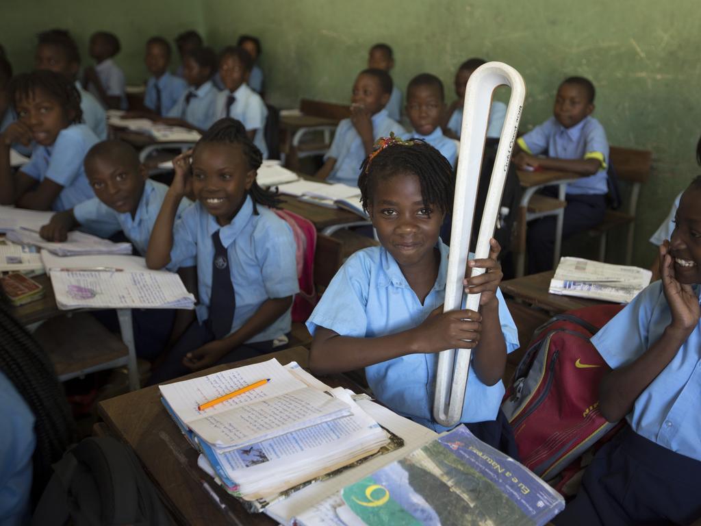 The Queen’s Baton spent its first full day in Maputo, the capital city of Mozambique on 5 May, 2017, where it interacts with local traders and fishermen, visited three schools and was received by the minister of youth and sport. Photograph shows pupils at one of three schools the Baton visited in Maputo today.