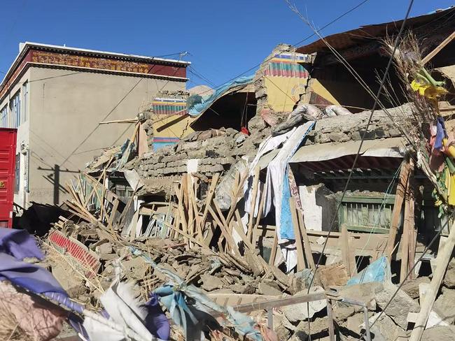 Damaged houses in Shigatse, southwestern China's Tibet region, after an earthquake hit the area. Picture: AFP