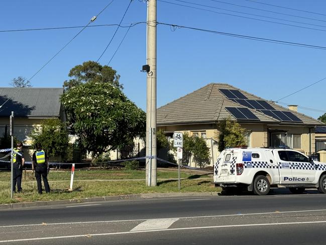 Police at the scene of the crime in Mildura