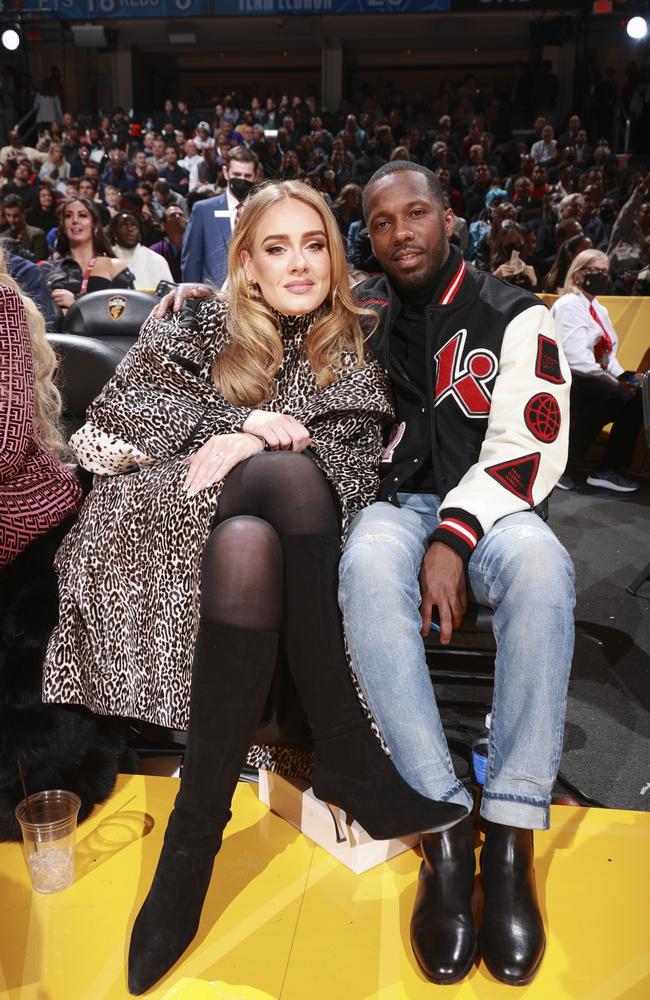 Loved up – but Adele’s cagey about whether or not she and Rich Paul are engaged. Picture: Getty