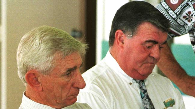 Chargers staff Peter Armstrong and Les Jones after hearing the devastating news.