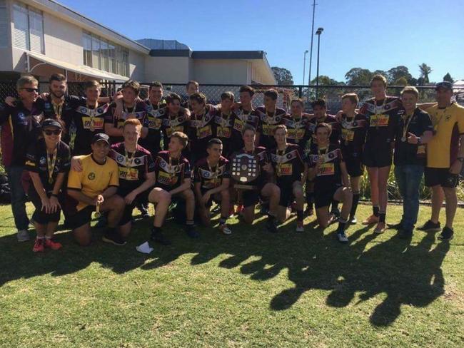 The champions Hills Bulls Under-16 team after the grand final.