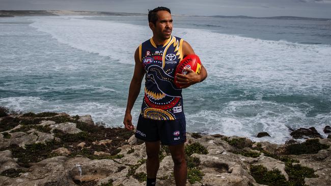 Adelaide Crows star Eddie Betts in Port Lincoln. Picture: Matt Turner