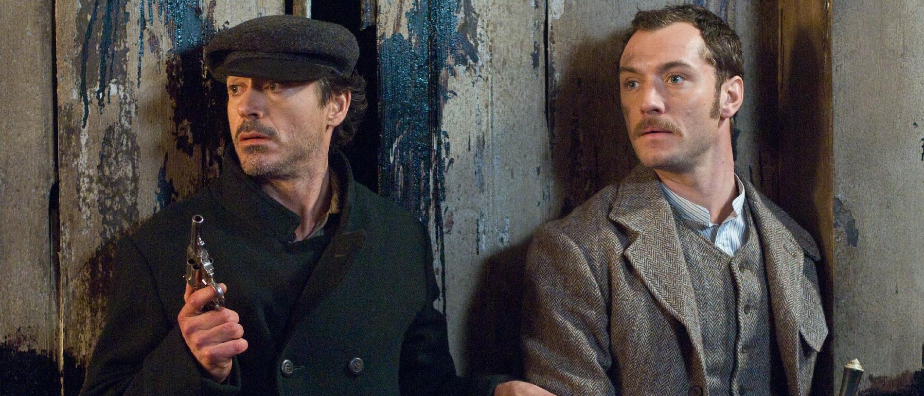 Double act … Law with Robert Downey Jnr in 2009 film 'Sherlock Holmes.’ Picture: Supplied