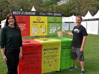 ZERO WASTE: Noosa Food and Wine Festival director Sheridah Puttick and Plastic Free Noosa's Chad Buxton are encouraging a sustainable event this year. Picture: Caitlin Zerafa