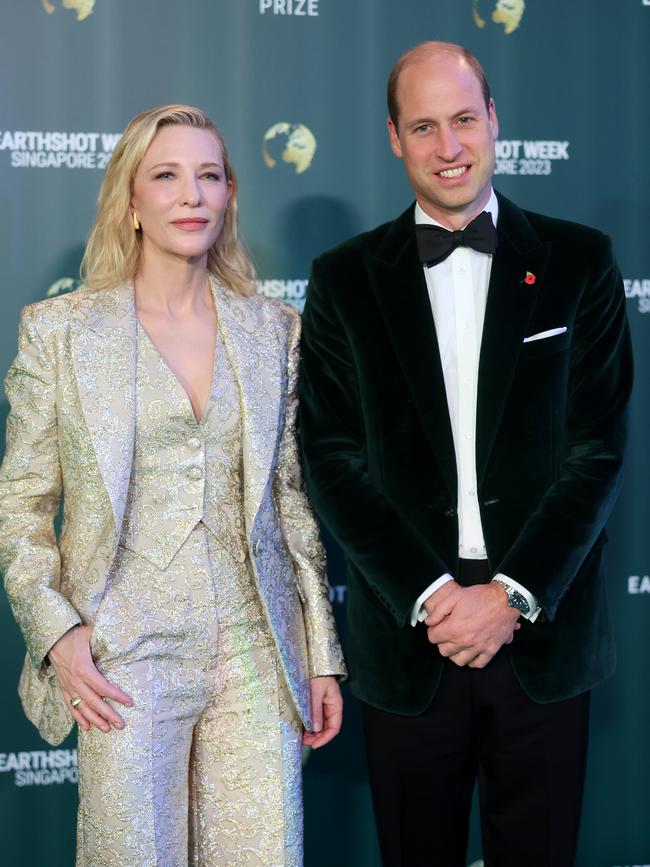 William with Aussie actress Cate Blanchett, who was one of the presenters at the 2023 Earthshot Prize Awards on Tuesday. Picture: Chris Jackson/Getty Images