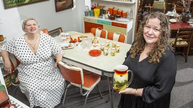 The Vintage Pear antique store owners Nicole O'Malley-Jones (left) and Helen Anderson. Picture: Nev Madsen.