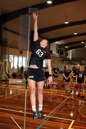 Madison Goodwin at the AFLW draft combine for Queensland players, held at Runaway Bay Indoor Sports Centre. Picture: Richard Gosling.